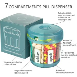 Extra Large Supplement Organizer with XL 7 Large Compartments, TPU Soft Lid Easy to Load and to Use Pill Dispenser, 1 Month Jumbo Vitamin Holder Medicine Storage