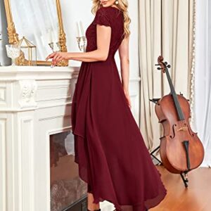 Ever-Pretty Women's A-Line Short Sleeves High Low Chiffon Formal Wear Dress Burgundy US8