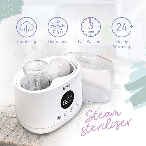 Double Baby Bottle Warmer and Sterilizer for Breastmilk and Formula - Fast Milk Bottle Heater for Twins, Baby Food Warmer with Timer and Auto Shut Off