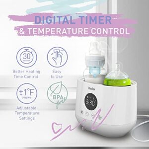 Double Baby Bottle Warmer and Sterilizer for Breastmilk and Formula - Fast Milk Bottle Heater for Twins, Baby Food Warmer with Timer and Auto Shut Off