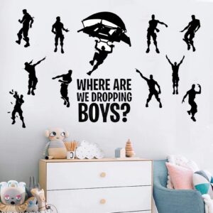 Game Sticker Creative Vinyl Wall Decal Art Poster for Kids Children Bedroom Playroom Gamer Video for Boys Decor-Where are We Dropping Boys(Middle)