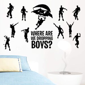 Game Sticker Creative Vinyl Wall Decal Art Poster for Kids Children Bedroom Playroom Gamer Video for Boys Decor-Where are We Dropping Boys(Middle)