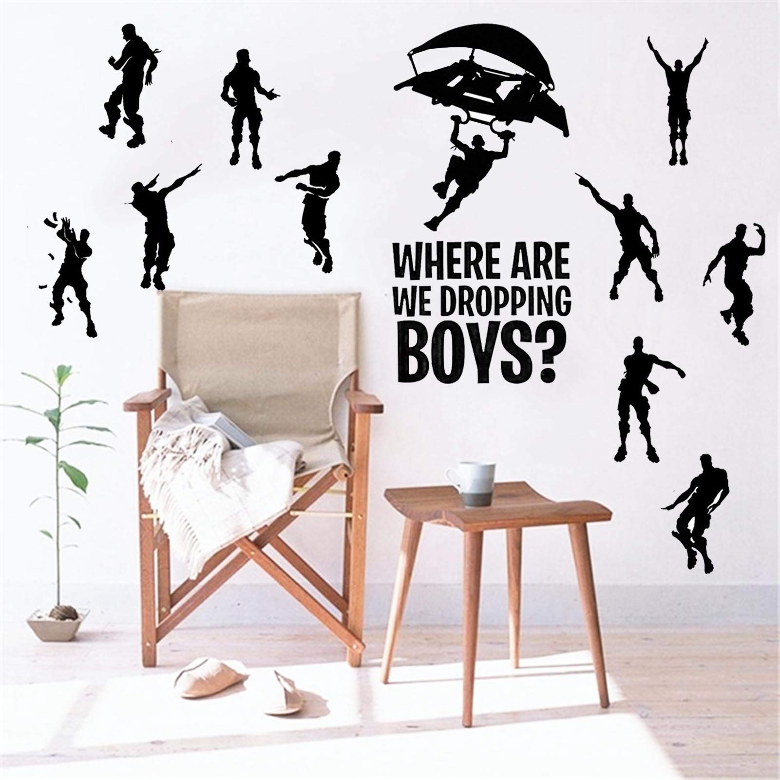 Game Sticker Creative Vinyl Wall Decal Art Poster for Kids Children Bedroom Playroom Gamer Video for Boys Decor-Where are We Dropping Boys(Middle)