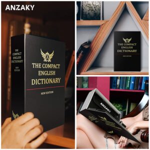 Dictionary Diversion Book Safe with Combination Lock and Fireproof Money Bag, ANZAKY Dictionary Storage Box for Cash Safe Hidden, Money Hiding Box, Secret Portable Metal Compartment Safe