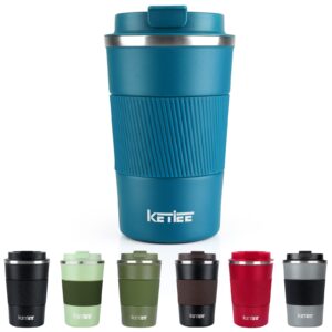 ketiee travel mug 12oz, insulated coffee mug with leakproof lid, travel coffee mug vacuum stainless steel double walled reusable coffee cup for hot and iced coffee tea water