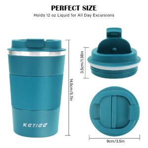 KETIEE Travel Mug 12oz, Insulated Coffee Mug with Leakproof Lid, Travel Coffee Mug Vacuum Stainless Steel Double Walled Reusable Coffee Cup for Hot and Iced Coffee Tea Water