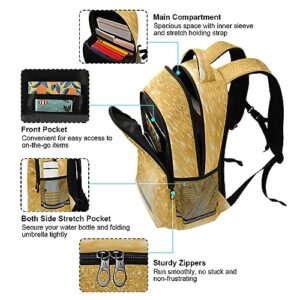 Eionryn Sparkle Gold Glitter Backpack Yellow Bling Laptop Backpacks Book Bags Water Resistant Daypack Durable College Shoulder Bag Sports Travel Day Pack