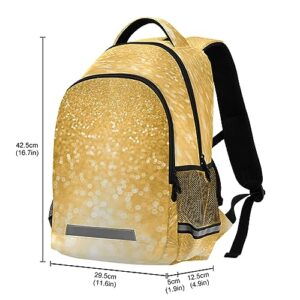 Eionryn Sparkle Gold Glitter Backpack Yellow Bling Laptop Backpacks Book Bags Water Resistant Daypack Durable College Shoulder Bag Sports Travel Day Pack