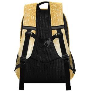 Eionryn Sparkle Gold Glitter Backpack Yellow Bling Laptop Backpacks Book Bags Water Resistant Daypack Durable College Shoulder Bag Sports Travel Day Pack