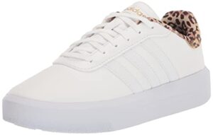 adidas women's court platform skate shoe, white/white/gold metallic, 8.5
