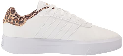 adidas Women's Court Platform Skate Shoe, White/White/Gold Metallic, 8.5