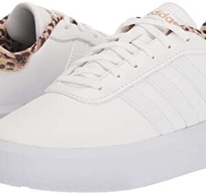 adidas Women's Court Platform Skate Shoe, White/White/Gold Metallic, 8.5