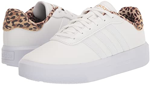 adidas Women's Court Platform Skate Shoe, White/White/Gold Metallic, 8.5