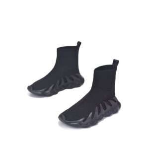 cape robbin santorini sneakers for women, high top fashion sneakers - black size 7