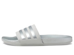 adidas women's adilette comfort slides sandal, grey/silver metallic/grey, 8