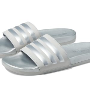 adidas Women's Adilette Comfort Slides Sandal, Grey/Silver Metallic/Grey, 8