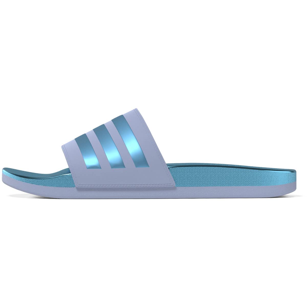 adidas Women's Adilette Comfort Slides Sandal, Blue Dawn/Blue Fusion Metallic/Blue Dawn, 11