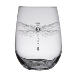 HullSpeed Designs Dragonfly Engraved Stemless Wine Glasses (set of 2)