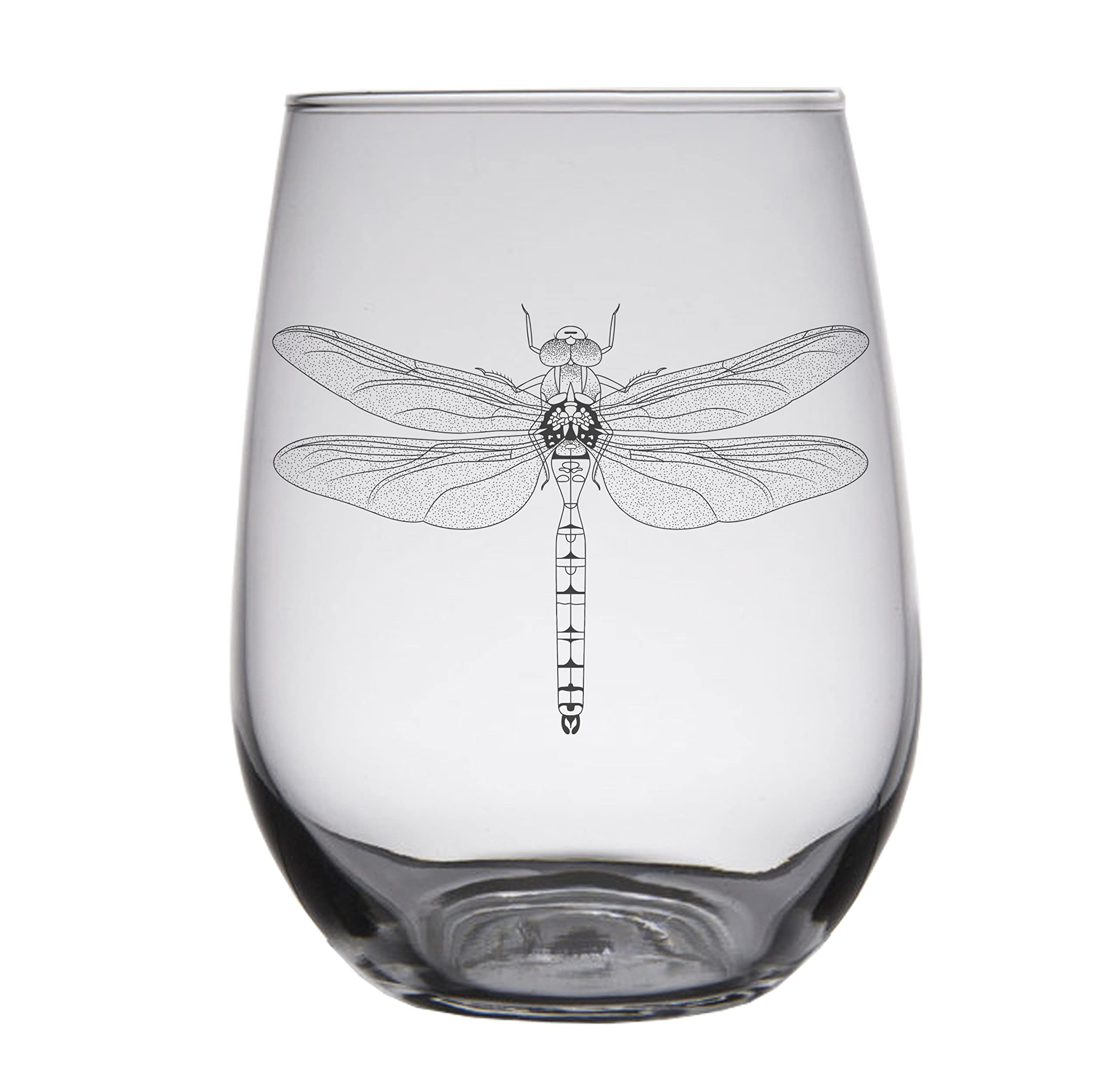 HullSpeed Designs Dragonfly Engraved Stemless Wine Glasses (set of 2)