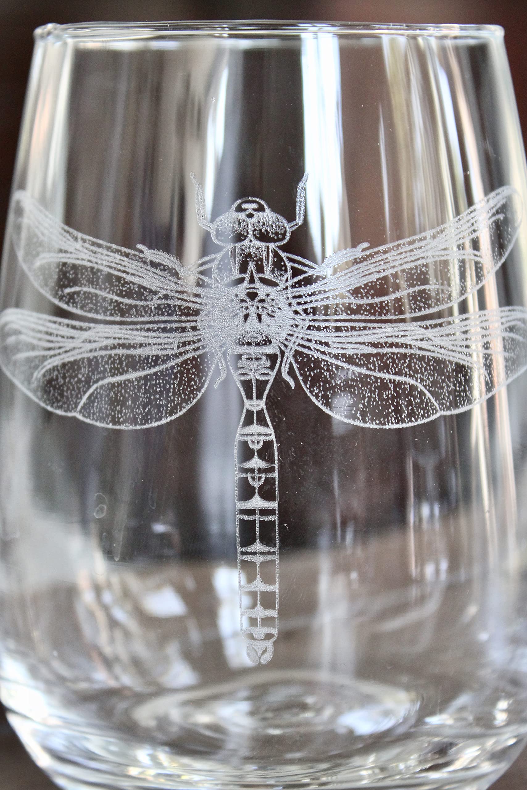 HullSpeed Designs Dragonfly Engraved Stemless Wine Glasses (set of 2)