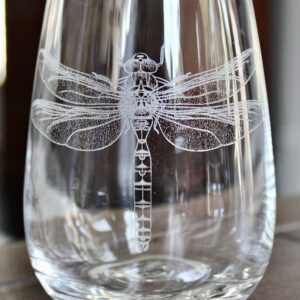 HullSpeed Designs Dragonfly Engraved Stemless Wine Glasses (set of 2)