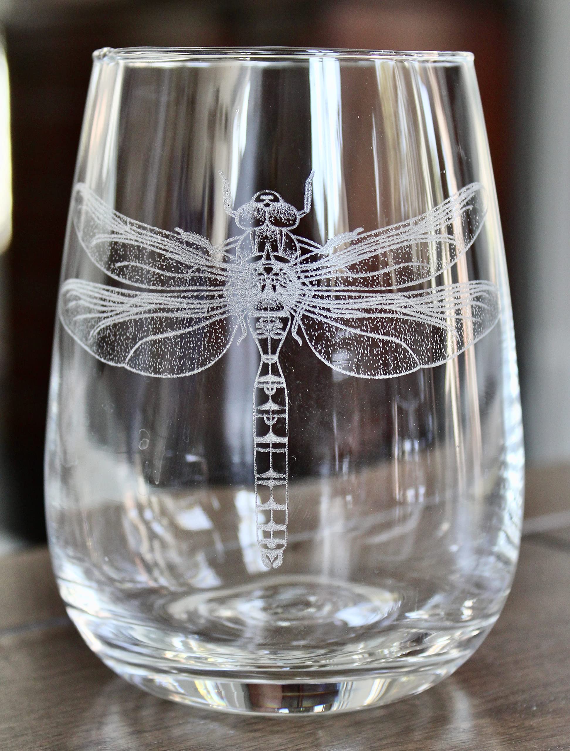 HullSpeed Designs Dragonfly Engraved Stemless Wine Glasses (set of 2)