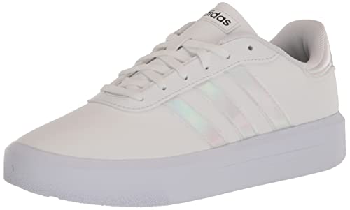 adidas Women's Court Platform Skate Shoe, White/White/Black, 9