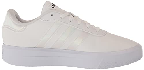 adidas Women's Court Platform Skate Shoe, White/White/Black, 9