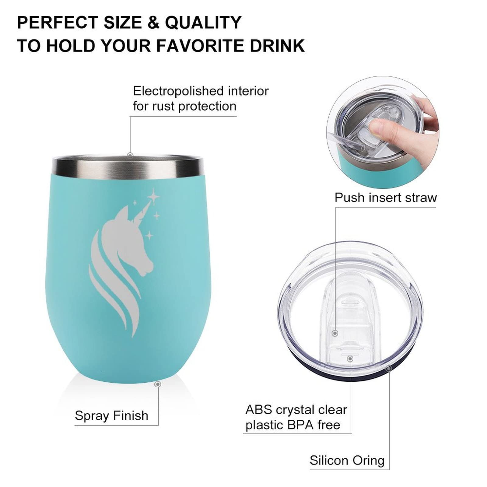 FUHTURCE Personalized Wine Tumbler for Woman with Lid Engraved Custom Insulated Wine Tumblers Set Stainless Steel Vacuum Text Gifts for Coffee Wine Mint Green