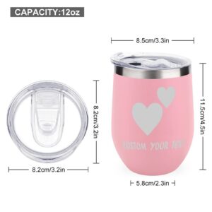 FUHTURCE Personalized Wine Tumbler for Woman with Lid Engraved Custom Insulated Wine Tumblers Set Stainless Steel Vacuum Text Gifts for Coffee Wine Mint Green