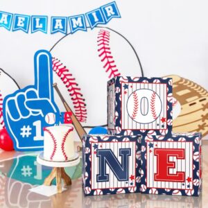 Baseball 1st Birthday Balloon Boxes Decorations, 3pcs One BABY Baseball Theme Balloon Boxes for Baby First Birthday Party Decorations Supplies