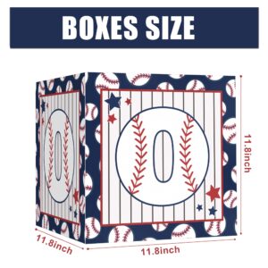 Baseball 1st Birthday Balloon Boxes Decorations, 3pcs One BABY Baseball Theme Balloon Boxes for Baby First Birthday Party Decorations Supplies