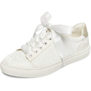 jiajia 8834a wedding shoes bridal sneakers flats bride tennis shoes lace sneakers colour ivory,size 7.5 b(m) us/38 eu
