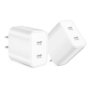 usb c charging block fast charger, 2pack pd dual usb c port fast charger block, type-c charging plug power adapter compatible with iphone 15/15 plus/15 pro max/14/13/12/11/xs/xr/x,ipad and more