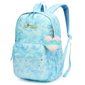 netlmfg kids backpack for girls boys | lightweight backpack with diy cute accessories | toddler pack & casual bags - light blue backpack(girl boy 6+ years)