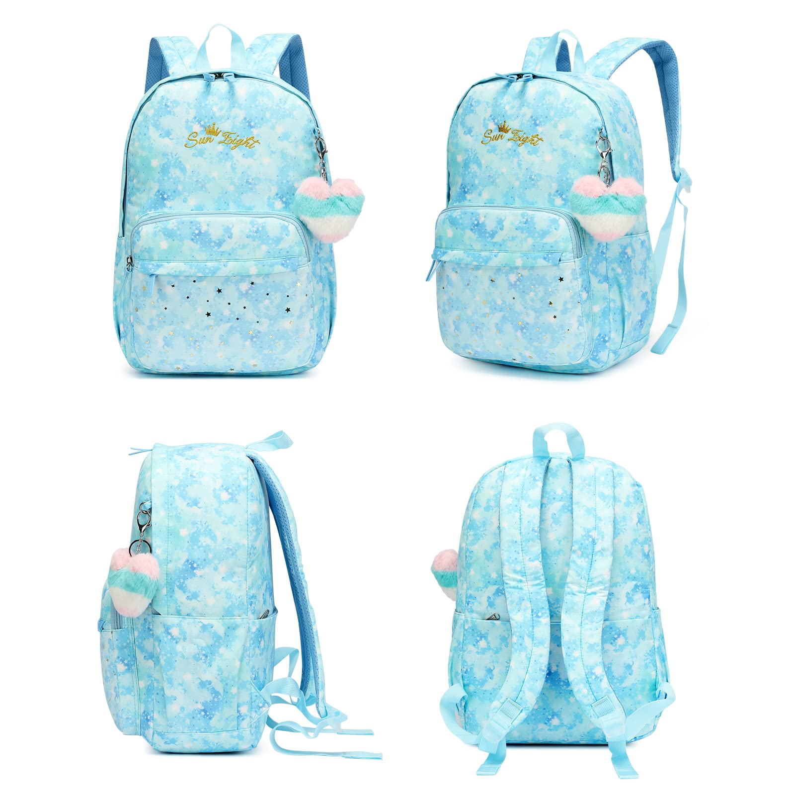 Netlmfg Kids Backpack for Girls Boys | Lightweight Backpack with DIY Cute Accessories | Toddler pack & Casual Bags - Light blue backpack(Girl Boy 6+ Years)