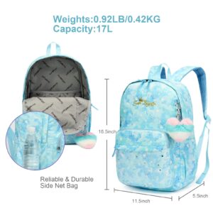 Netlmfg Kids Backpack for Girls Boys | Lightweight Backpack with DIY Cute Accessories | Toddler pack & Casual Bags - Light blue backpack(Girl Boy 6+ Years)