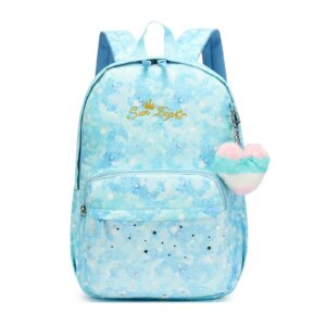 Netlmfg Kids Backpack for Girls Boys | Lightweight Backpack with DIY Cute Accessories | Toddler pack & Casual Bags - Light blue backpack(Girl Boy 6+ Years)