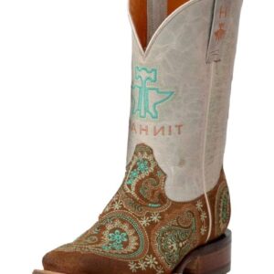 Tin Haul Women's Wild Rags Western Boot Broad Square Toe Tan 7 1/2 M