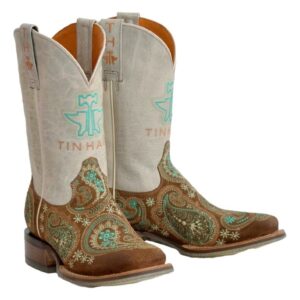 Tin Haul Women's Wild Rags Western Boot Broad Square Toe Tan 7 1/2 M