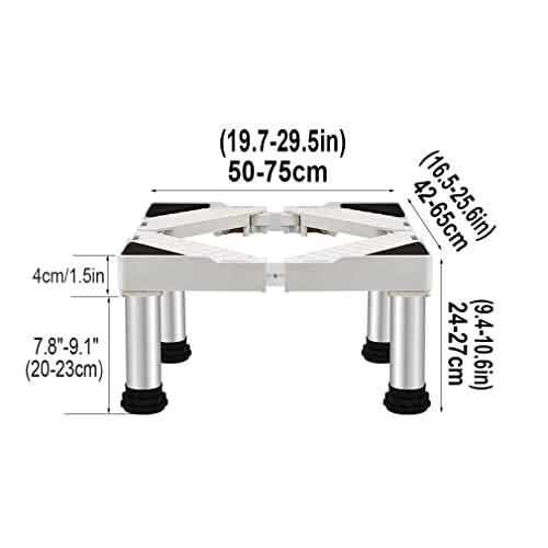 Ice maker stand Machine Base Stand Refrigerator Holder Bracket width: 17-25" Adjustable for Tumble Dryers Cookers Fridges Freezers 4 Legs Hight 7.9in