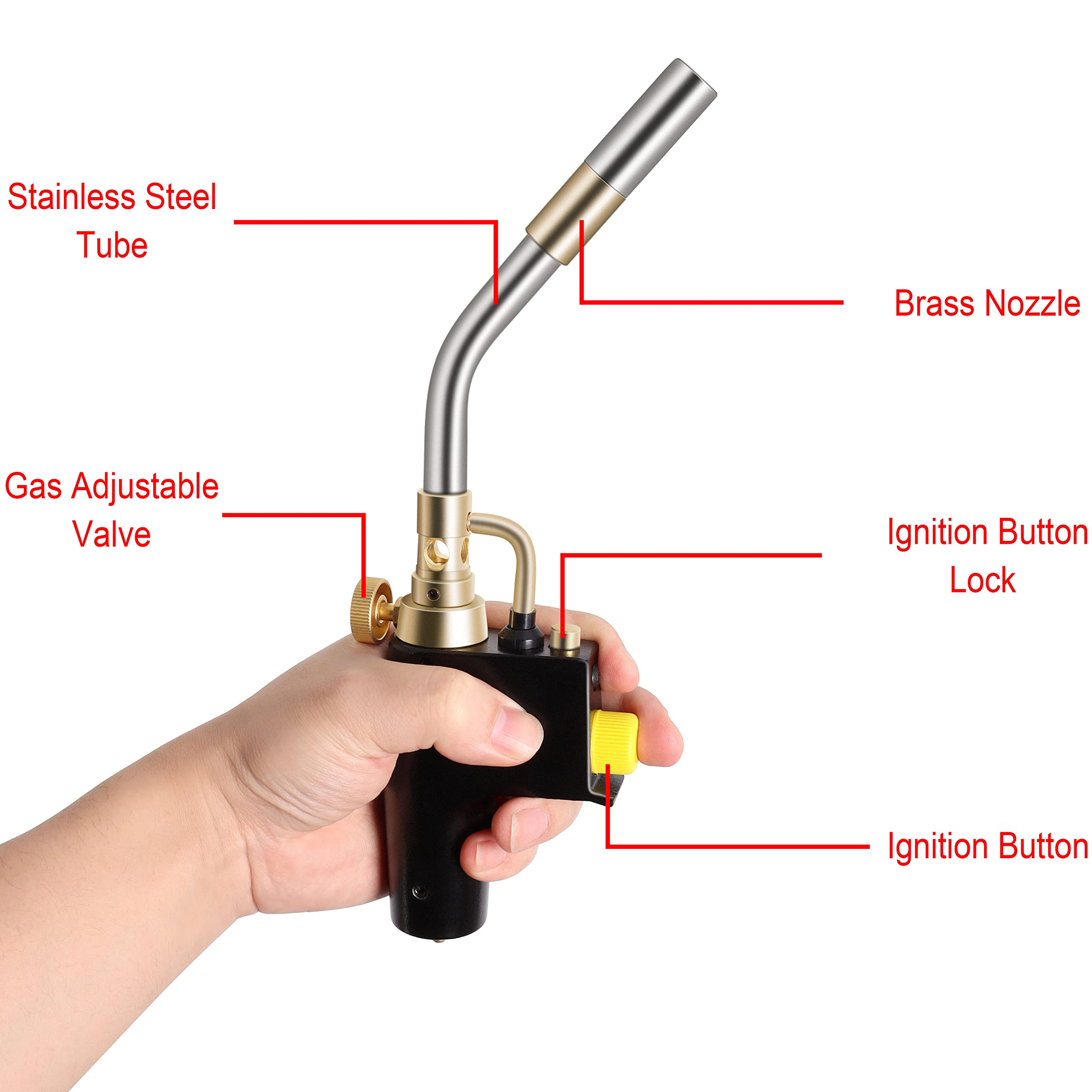 TS8000 Propane Torch Head by Wadoy, High Intensity Trigger-Start Soldering Torch Compatible with MAPP/Propane for Soldering, Brazing, Welding, Searing Steak, Map Gas Propane Torch Head