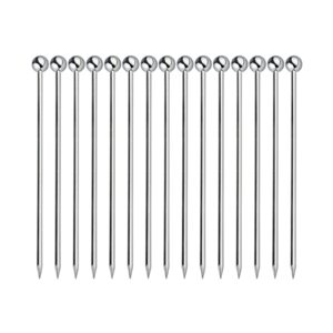 15pcs cocktail picks, metal stainless steel cocktail toothpicks, reusable cocktail skewers, garnish picks bloody mary skewers, metal martini picks for olives appetizers fruit (silver/4.3 inches)