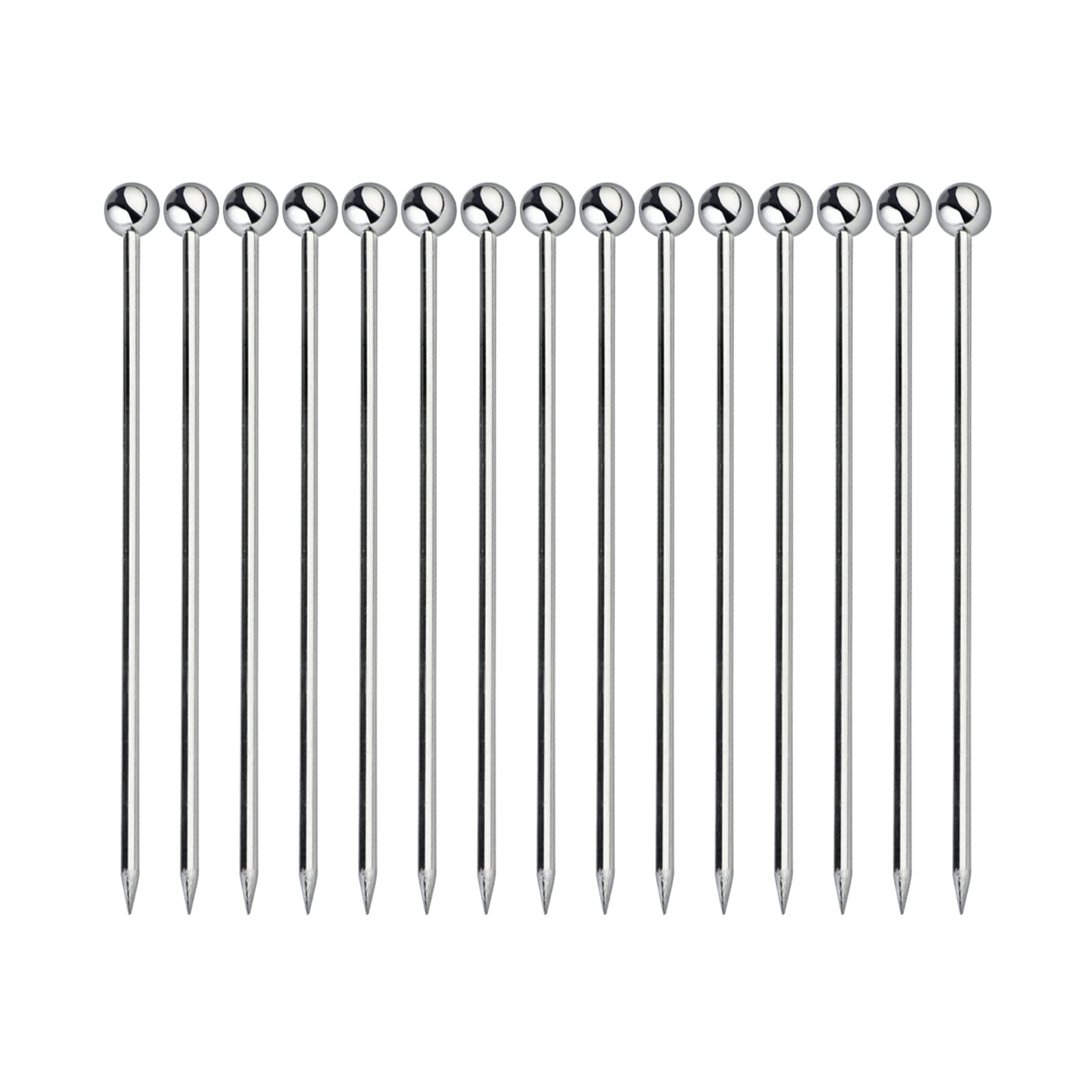 15PCS Cocktail Picks, Metal Stainless Steel Cocktail Toothpicks, Reusable Cocktail Skewers, Garnish Picks Bloody Mary Skewers, Metal Martini Picks for Olives Appetizers Fruit (Silver/4.3 Inches)