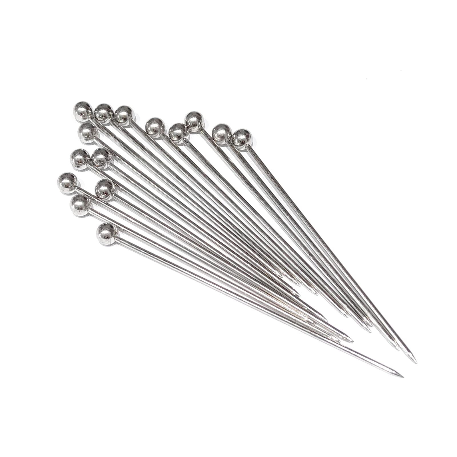 15PCS Cocktail Picks, Metal Stainless Steel Cocktail Toothpicks, Reusable Cocktail Skewers, Garnish Picks Bloody Mary Skewers, Metal Martini Picks for Olives Appetizers Fruit (Silver/4.3 Inches)