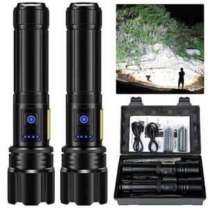 kicoeoy rechargeable flashlights high lumens, led flashlight 990000 lumens bright flash light with 7 modes, flashlights for camping, home, ipx7 waterproof (2 pack)