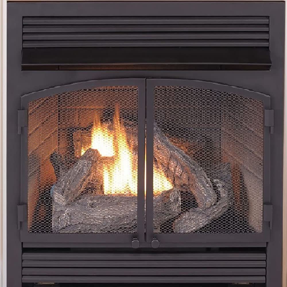 Duluth Forge Dual Fuel Ventless Gas Fireplace Insert - 32,000 BTU, T-Stat Control - Model# FDF400T-ZC-R (Renewed), Black