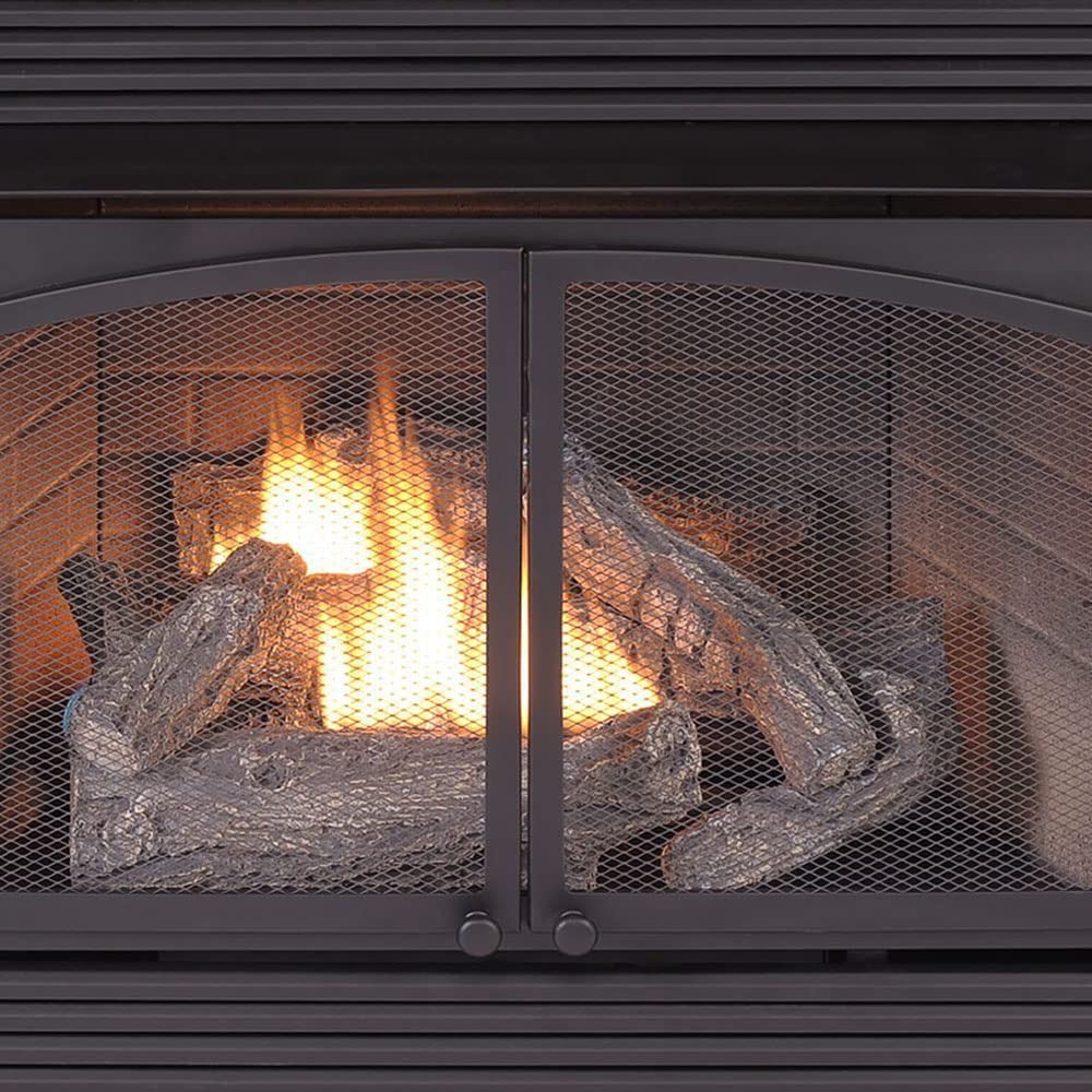 Duluth Forge Dual Fuel Ventless Gas Fireplace Insert - 32,000 BTU, T-Stat Control - Model# FDF400T-ZC-R (Renewed), Black