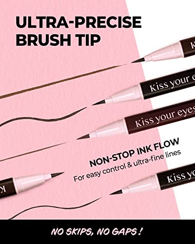 AMTS x True Beauty Edition Waterproof Liquid Natural Black Eyeliner | Kiss Your Eyes K-Beauty | Micro Thin Tip, All-Day Wear, Sweat-proof, Easy Glide, Fast Drying, Long Lasting