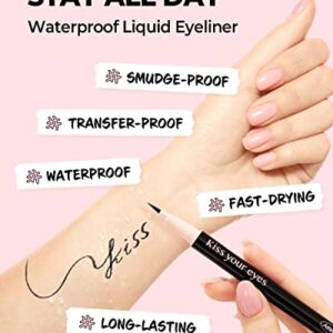 AMTS x True Beauty Edition Waterproof Liquid Natural Black Eyeliner | Kiss Your Eyes K-Beauty | Micro Thin Tip, All-Day Wear, Sweat-proof, Easy Glide, Fast Drying, Long Lasting